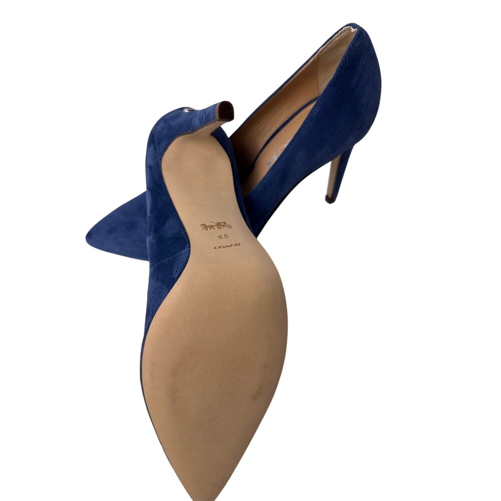 Coach Skyler Pumps Womens 6.5 True Blue Suede Stiletto Heels Pointed Toe Classic - Picture 9 of 14